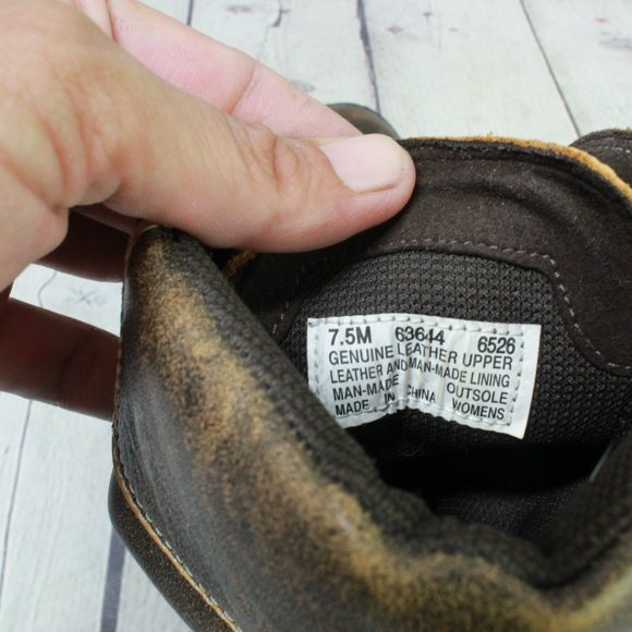 TIMBERLAND Brown Leather Chunky Heel Lace Up Winter Boots Size 7.5 M - Picture 8 of 10